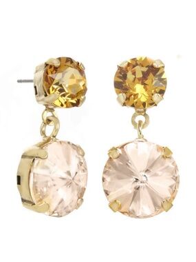 Gold-Tone Champagne & Amber Crystal Drop Earrings